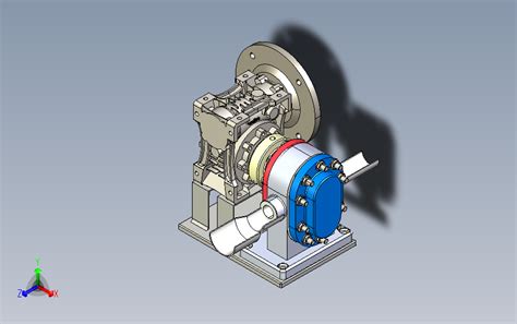 带齿轮箱的旋转泵3d模型图纸 Step格式step模型图纸下载 懒石网
