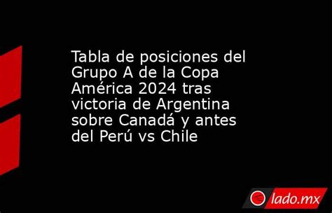 Tabla De Posiciones Del Grupo A De La Copa América 2024 Tras Victoria