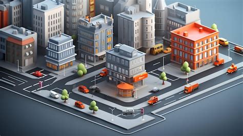 Premium Photo A 3D Rendering Isometric City Road Adorned With Vector