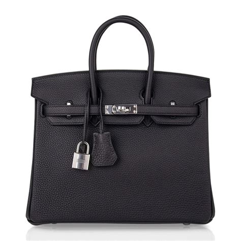 Hermes Birkin 25 Bag Black Palladium Hardware Togo Leather | Mightychic