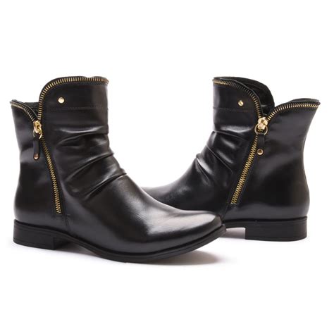 Bota Coturno Feminina Kader Woman Couro Vegetale Preto Loja Calprado