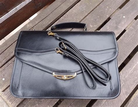 black business briefcase / briefcase for papers / lea… - Gem