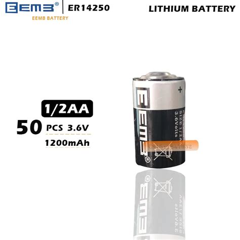 50pcs/lot New Original Eemb Er14250 1/2aa 3.6v 1200mah Lithium Battery ...