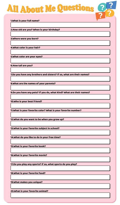 All About Me Adult 20 Free Pdf Printables Printablee All About Me Printable All About Me