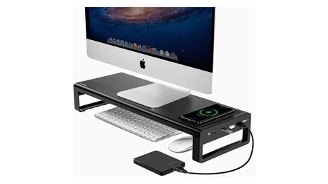 Extra wide glass computer monitor riser desktop stand - emgawer