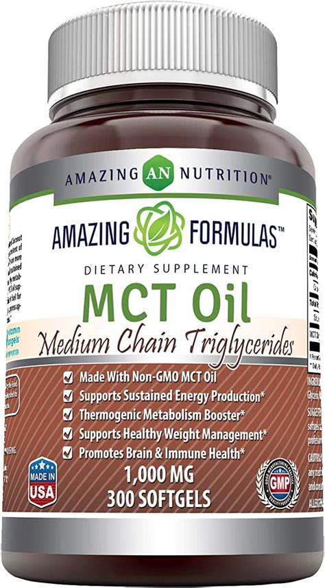 Amazing Formulas Mct Medium Chain Triglycerides Oil 1000 Mg Softgels