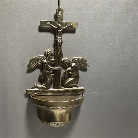 Benitier En Bronze Du Xix Me Siecle Christ Croix Crucifix Eur