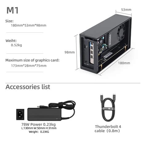 mini egpu thunderbolt   box external graphics card support notebo