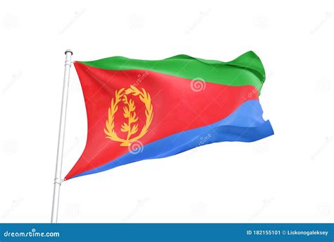 Eritrea Flag Waving White Background 3d Illustration Stock Illustration