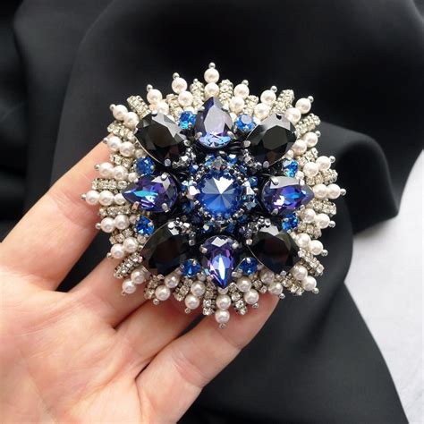 Swarovski Crystals Brooch Pin For Women Rhinestone Brooch Etsy