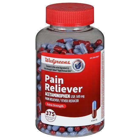 Walgreens Extra Strength Pain Reliever Acetaminophen Rapid Release ...