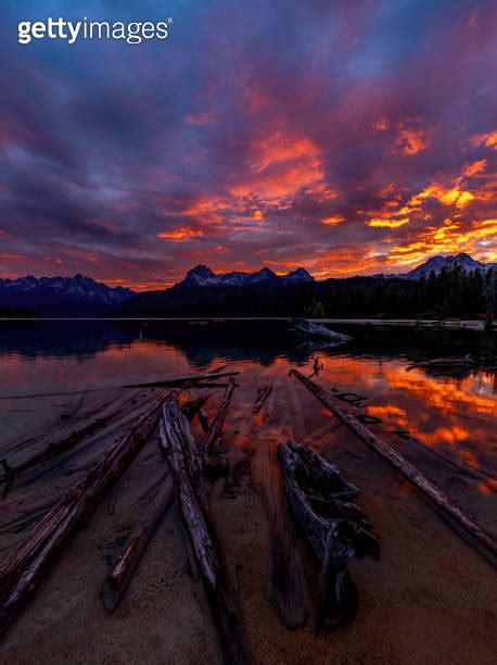 Dramatic Sunset Over Redfish Lake In The Sawtooth Mountains Of Idaho