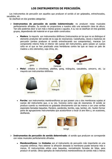 LOS INSTRUMENTOS DE PERCUSIÓN