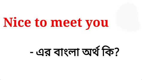 Nice To Meet You Meaning In Bengali Nice To Meet You এর বাংলা অর্থ