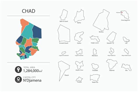 Map Of Chad With Detailed Country Map Map Elements Of Cities Total