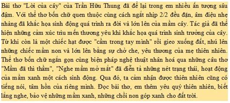 7 Mẫu Viết đoạn Văn Ghi Lại Cảm Xúc Về Bài Thơ Lời Của Cây Hay Có