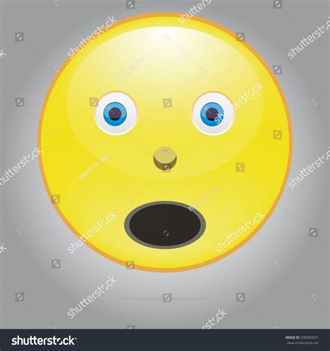 Yellow Surprised Smile Face On All Screen Stock Photo 530392831