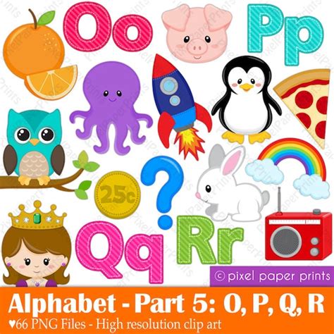 Alphabet Clipart Part 5 ABC clip art OPQR School clip | Etsy