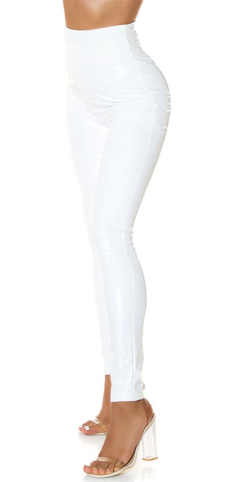 Koucla High Waist Trousers Wetlook Leather Patent Look Leggings Milax