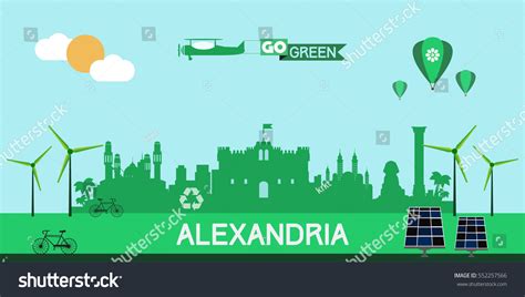 Alexandria Egypt Skyline Silhouette Flat Design Stock Vector Royalty