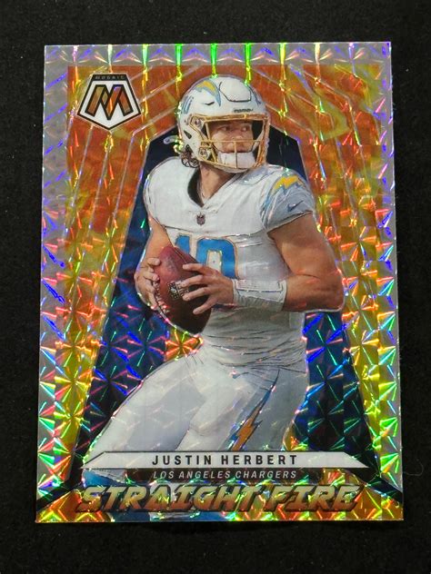 Lot 2022 Panini Mosaic Silver Prizm Straight Fire Justin Herbert Insert