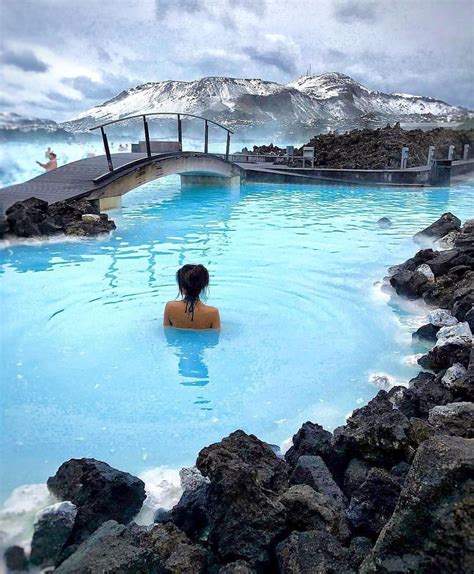 Relaxing in a natural hot springs at Blue Lagoon, Iceland with @s_mok02 ...