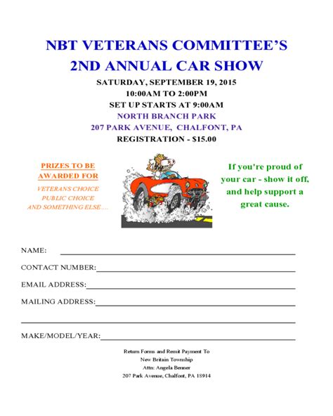 2024 Car Show Registration Form Fillable Printable Pdf And Forms