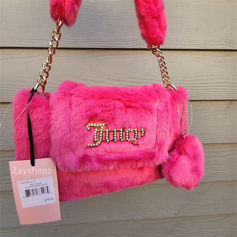 Juicy Couture Fluffy Pink Shoulder Bag Comes with... - Depop