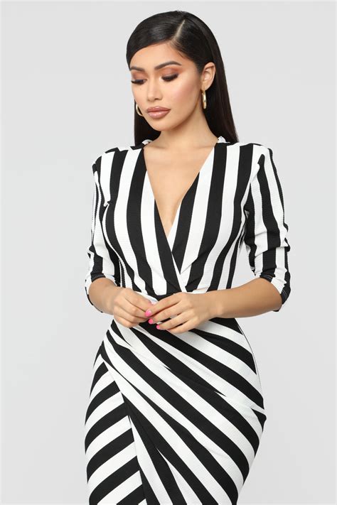 Keep Holding On Stripe Midi Dress Black White Fashion Nova Dresses