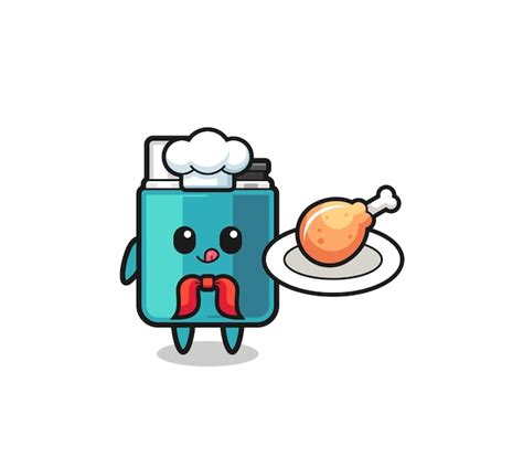 Premium Vector Lighter Fried Chicken Chef Cartoon Character