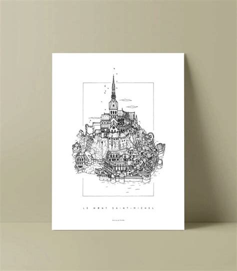 Affiche Illustration Du Mont Saint Michel Par Docteur Paper