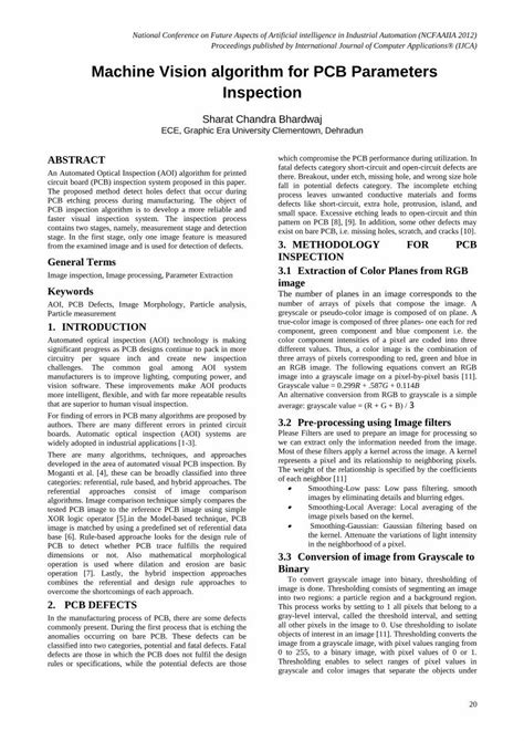 Pdf Machine Vision Algorithm For Pcb Parameters Inspection