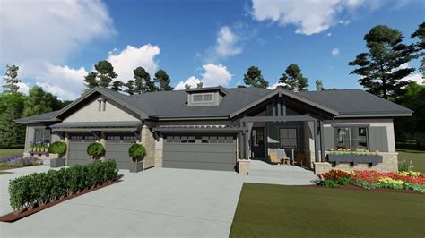 Ranch Duplex House 3582 Sq Ft Home 2 Bedrm Per Unit Plan 194 1056