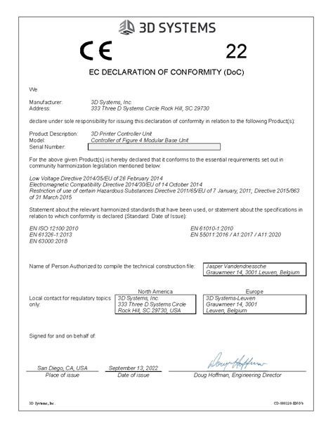 Ec Declaration Of Conformity