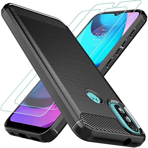 Osophter For Moto E20 Case With 2pcs Screen Protector Shock Absorption Flexible Tpu Rubber