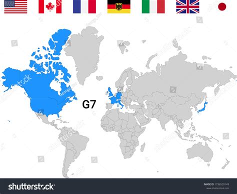 Map World G7 Countries Flags Stock Vector (Royalty Free) 1736520149 ...