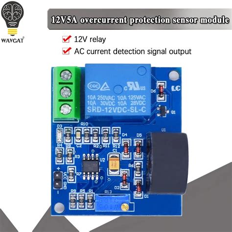 과전류 보호 센서 모듈 Ac 전류 감지 센서 릴레이 스위칭 신호 출력 Dc12v 0 5a