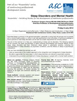 Fillable Online Sleep Disorders And Mental Health Andrew Sims Centre