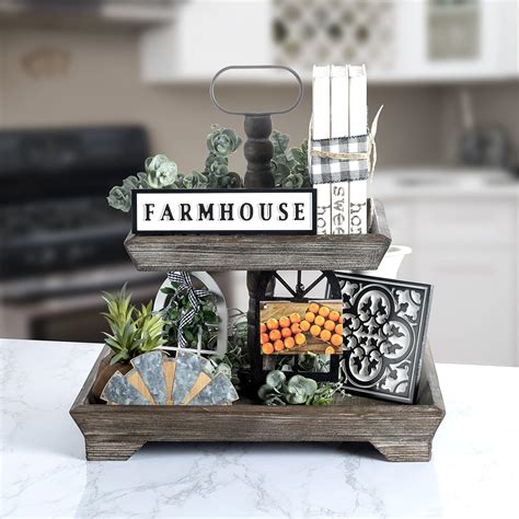 Amazon Heather Willow Farmhouse Tiered Tray Decor Items Set Of