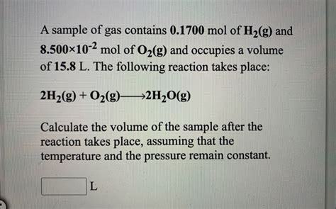 Solved A Sample Of Hydrogen Gas At A Pressure Of Atm Chegg