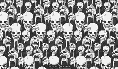 Skulls Melting Halloween Creepy Pattern Design Vector Download