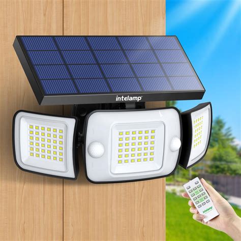 Intelamp Solar Lights Outdoor 6000mah Battery Solar Security Motion Sensor Light With Remote