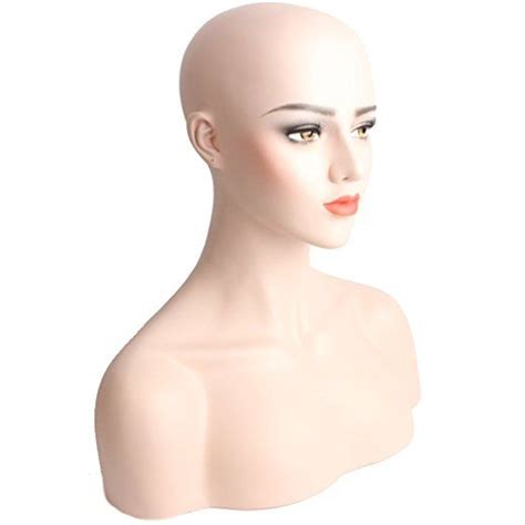 Weken Mannequins Head Female Fiberglass Bust Displaying Model Heads Style 5 Skin Color Skin