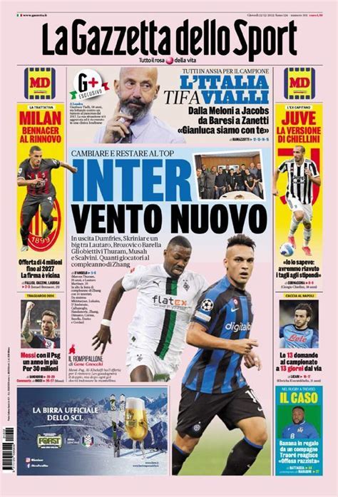 Capa La Gazzeta Dello Sport Dezembro Capasjornais Pt