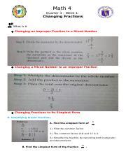 Math Q W Docx Math Quarter Week Changing Fractions What