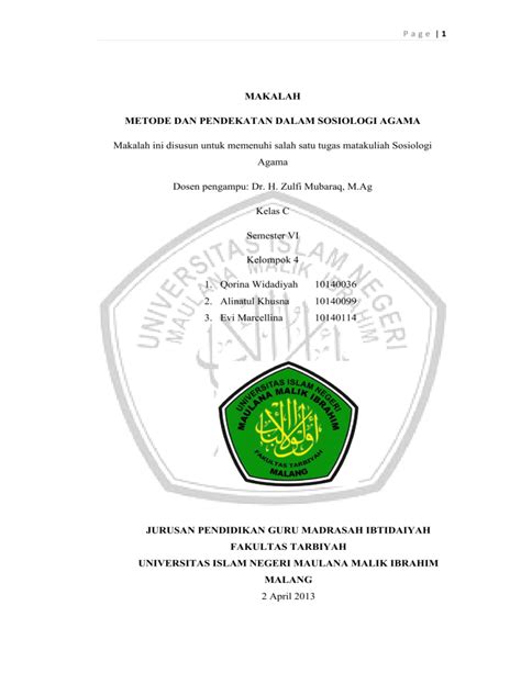 Pendekatan Dan Metode Dalam Sosiologi Agama