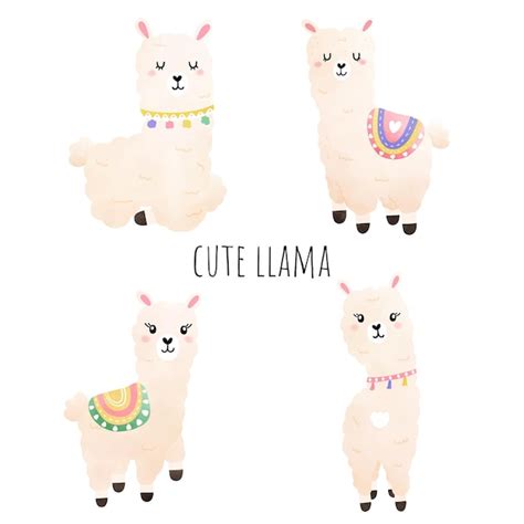 Premium Vector Cute Llama And Cactus Illustration Vector