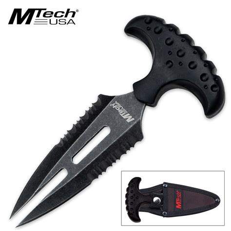 Mtech Ballistic Stonewash Push Dagger Black Kennesaw Cutlery