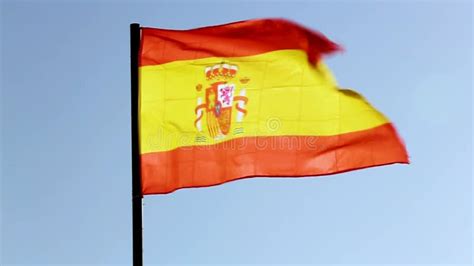 The National Flag Of Spain Waving With Slow Motion Stock Video Video