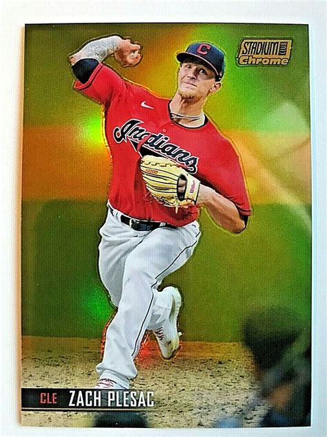 Topps Stadium Club Chrome Gold Refractor Zach Plesac Ebay